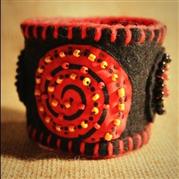 Felt, fabric with beaded detail bracelet no 6 - Arts Varki